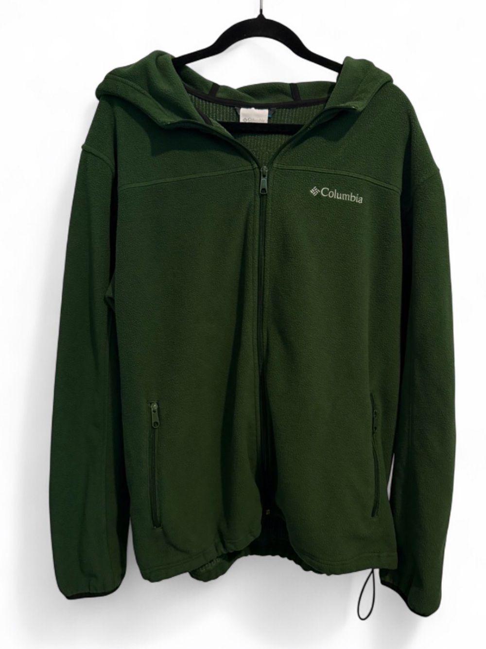 Columbia Men’s XL Gorpcore Dark Green Hooded Fleece Zip Utility Jacket